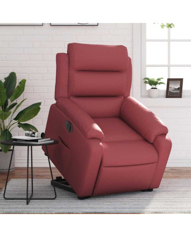 Fauteuil inclinable électrique rouge bordeaux similicuir | Mobilier & Déco