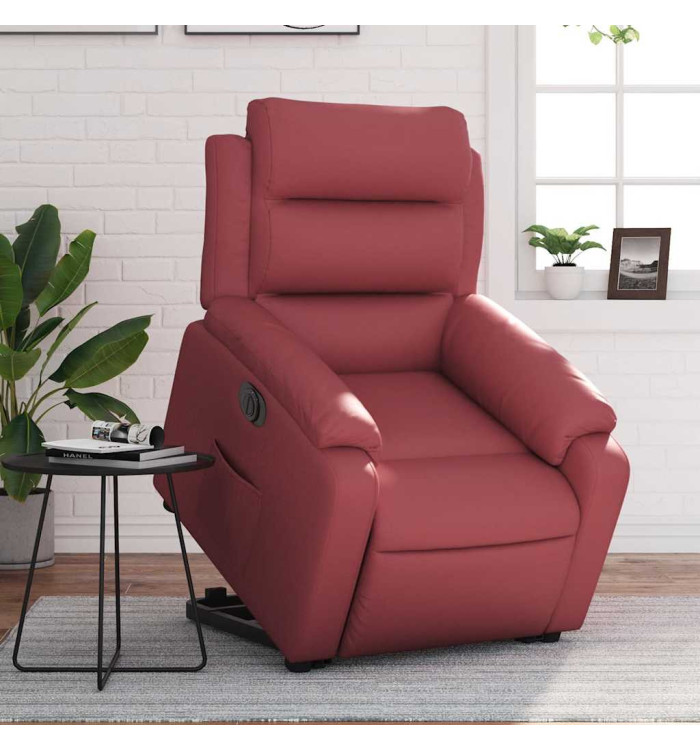Fauteuil inclinable électrique rouge bordeaux similicuir | Mobilier & Déco