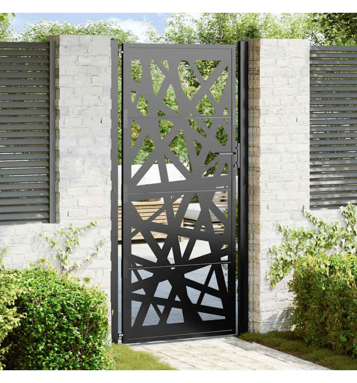 Portail de jardin noir 105x205 cm acier conception de lumière | Mobilier & Déco