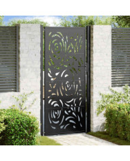 Portail de jardin noir 105x205 cm acier conception de flamme | Mobilier & Déco
