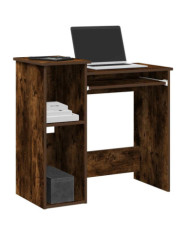 Bureau avec étagères chêne fumé 84x40x78 cm bois d'ingénierie | Mobilier & Déco