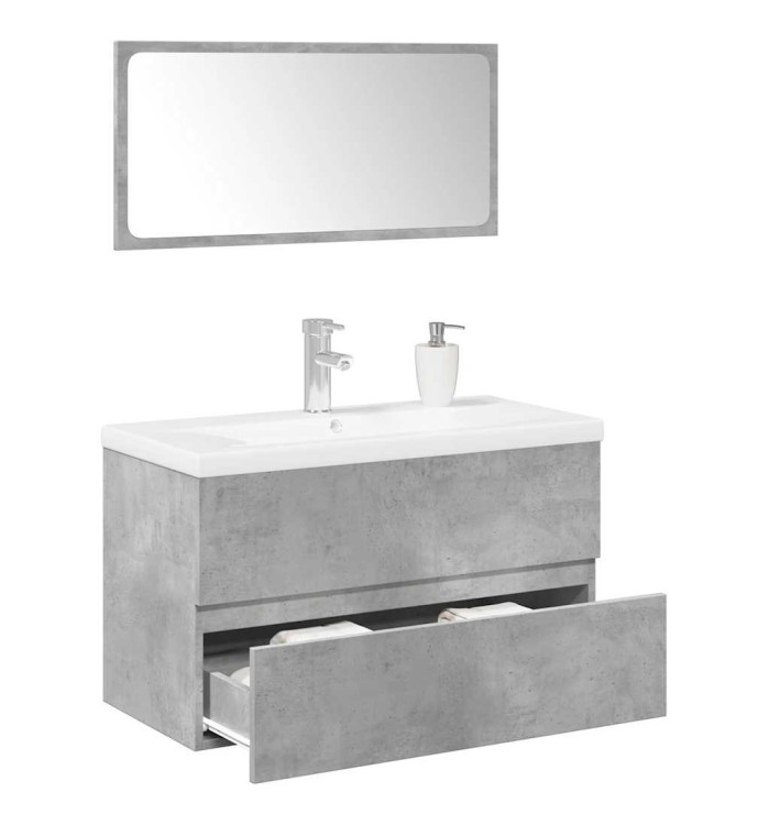 Ensemble de meubles de salle de bain 3 pcs gris béton | Mobilier & Déco
