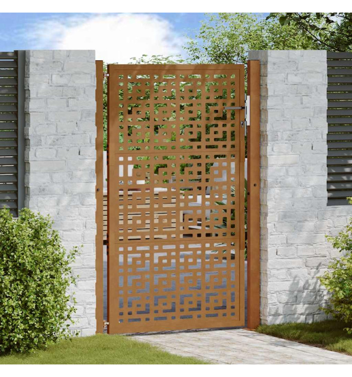 Porte de jardin acier résistant aux intempéries design croisé | Mobilier & Déco