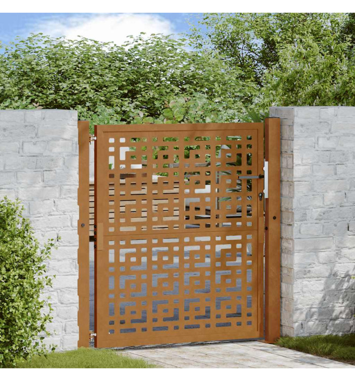Porte de jardin acier résistant aux intempéries design croisé | Mobilier & Déco