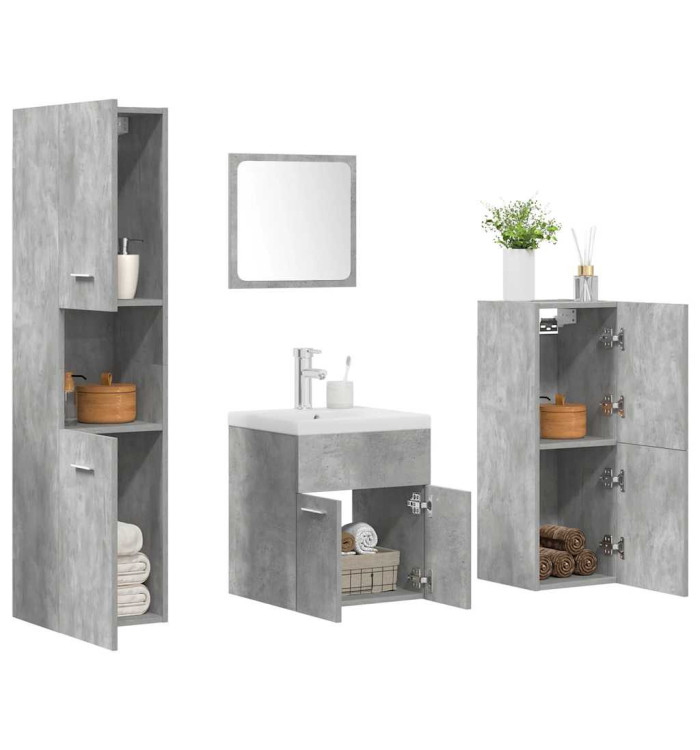 Ensemble de meubles de salle de bain 5 pcs gris béton | Mobilier & Déco