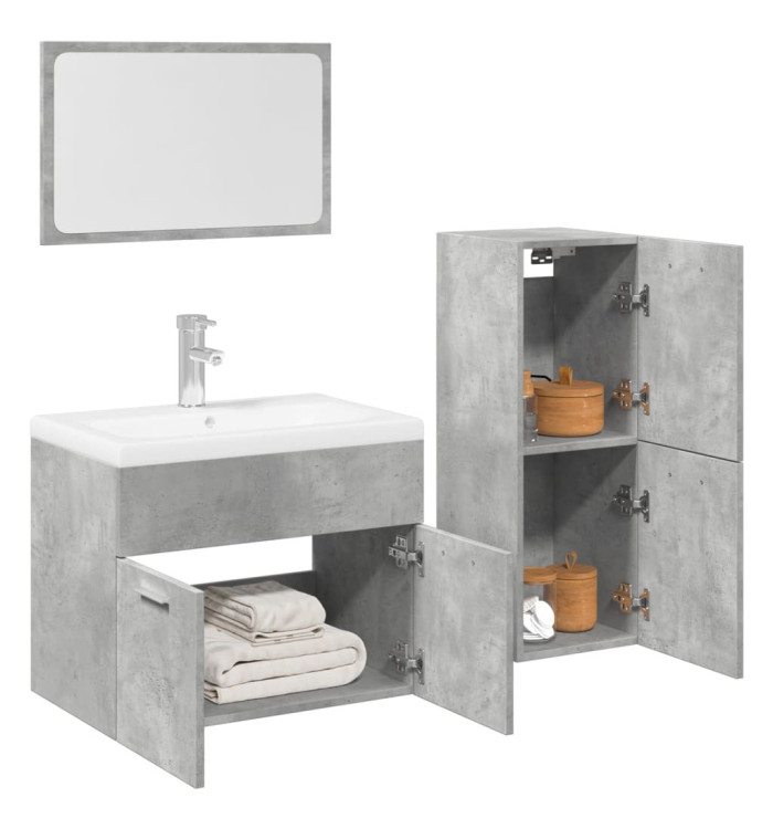 Ensemble de meubles de salle de bain 4 pcs gris béton | Mobilier & Déco