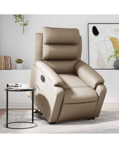 Fauteuil inclinable électrique cappuccino similicuir | Mobilier & Déco