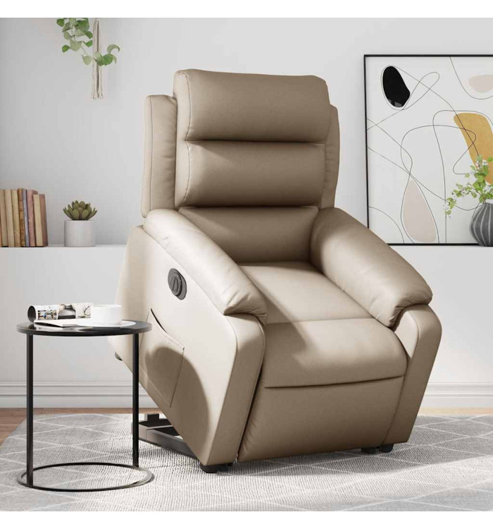Fauteuil inclinable électrique cappuccino similicuir | Mobilier & Déco