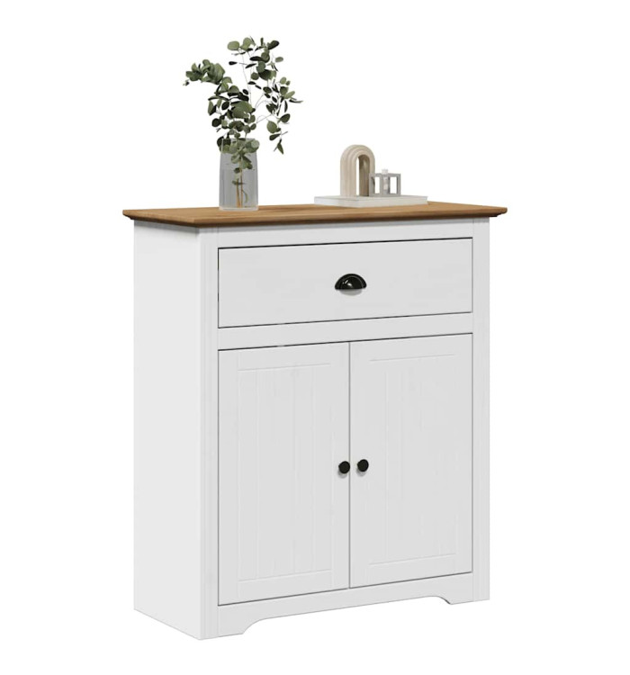 Armoire de couloir BODO blanc et marron 80x35x90 cm | Mobilier & Déco