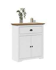 Armoire de couloir BODO blanc et marron 80x35x90 cm | Mobilier & Déco