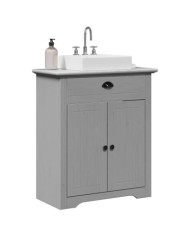 Armoire de lavabo de salle de bain BODO gris 70x35x80 cm | Mobilier & Déco