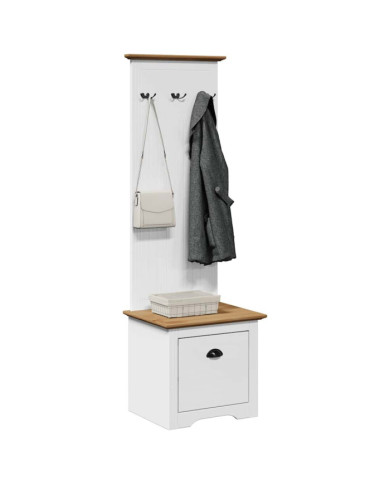 Armoire de couloir avec crochets BODO blanc marron 50x40x157 cm | Mobilier & Déco