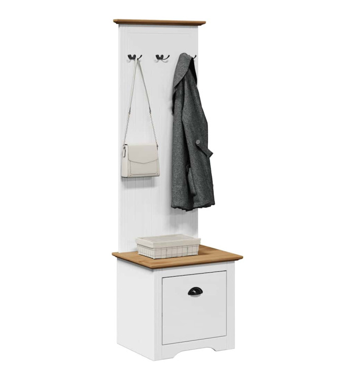 Armoire de couloir avec crochets BODO blanc marron 50x40x157 cm | Mobilier & Déco
