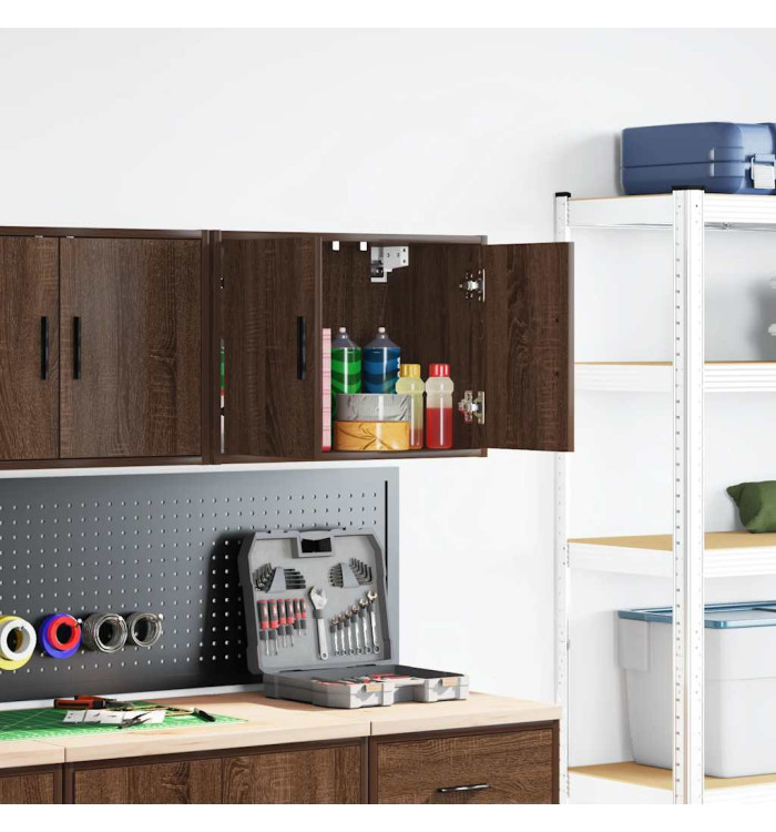 Armoires murales de garage chêne marron bois d'ingénierie | Mobilier & Déco