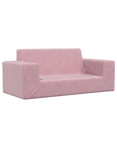 Canapé pour enfants à 2 places Rose Peluche douce | Mobilier & Déco