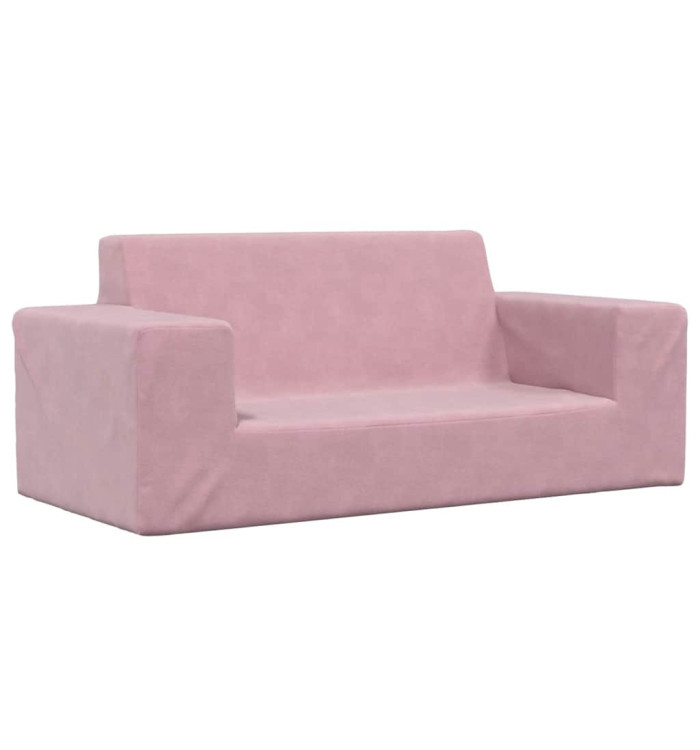Canapé pour enfants à 2 places Rose Peluche douce | Mobilier & Déco