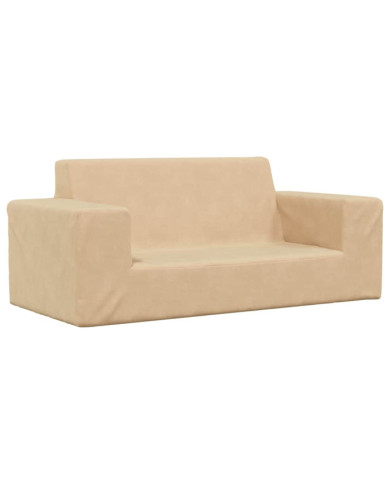 Canapé pour enfants à 2 places Crème Peluche douce | Mobilier & Déco
