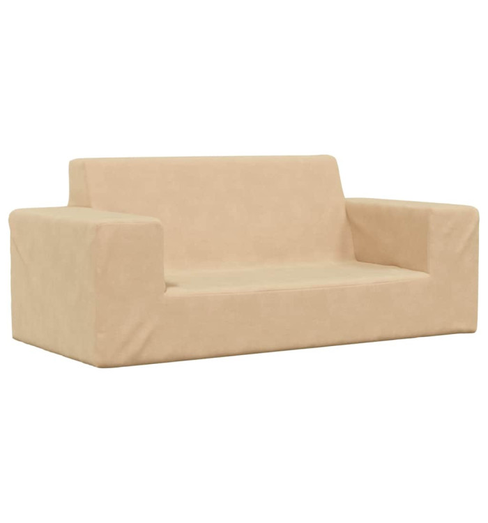 Canapé pour enfants à 2 places Crème Peluche douce | Mobilier & Déco