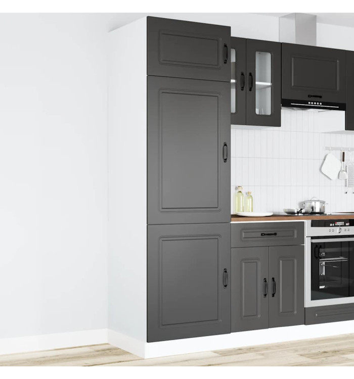 Armoire de cuisine Kalmar noir bois d'ingénierie | Mobilier & Déco