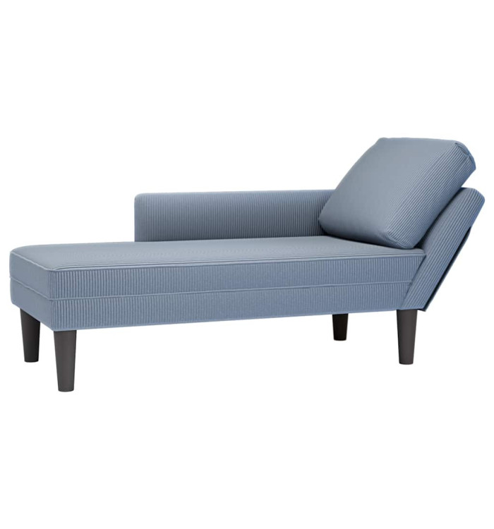 Chaise longue avec coussin bleu tissu en velours côtelé | Mobilier & Déco