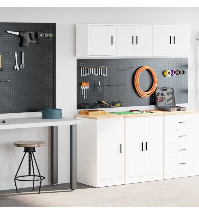 Armoires de garage 2 pcs blanc bois d'ingénierie | Mobilier & Déco