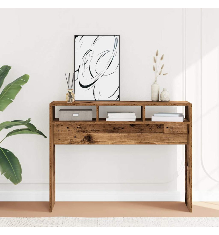Table console vieux bois 105x30x80 cm bois d'ingénierie | Mobilier & Déco
