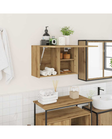 Armoire murale de bain chêne artisanal bois d'ingénierie | Mobilier & Déco
