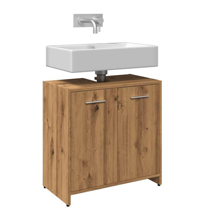 Armoire lavabo de salle de bain chêne artisanal 60x33x60 cm | Mobilier & Déco