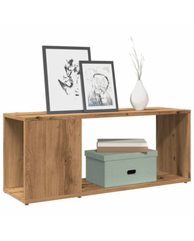 Meuble TV chêne artisanal 80x24x32 cm bois d'ingénierie | Mobilier & Déco