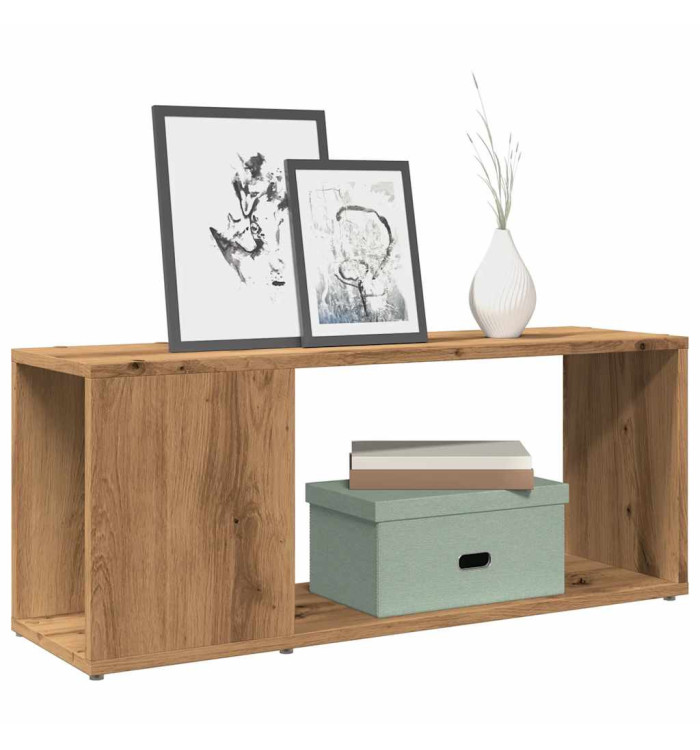 Meuble TV chêne artisanal 80x24x32 cm bois d'ingénierie | Mobilier & Déco