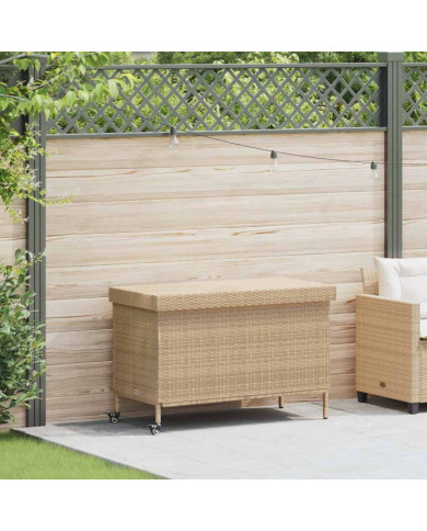 Boîte de rangement de jardin et roues résine tressée | Mobilier & Déco