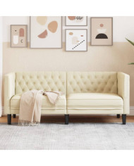 Canapé Chesterfield 2 places crème similicuir | Mobilier & Déco