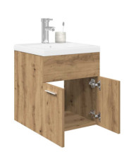 Meuble lavabo avec bassin et robinet intégrés chêne artisanal | Mobilier & Déco