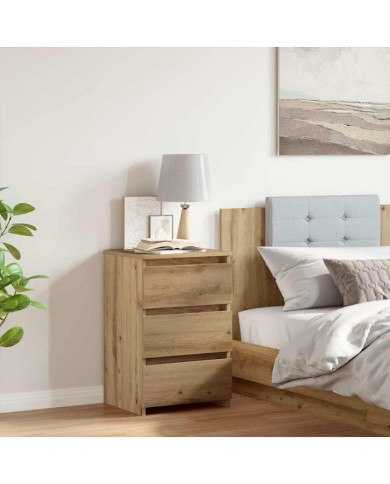 Table de chevet chêne artisanal 40x35x62,5 cm bois d'ingénierie | Mobilier & Déco