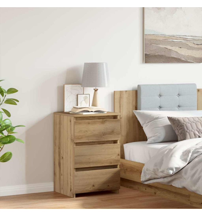 Table de chevet chêne artisanal 40x35x62,5 cm bois d'ingénierie | Mobilier & Déco