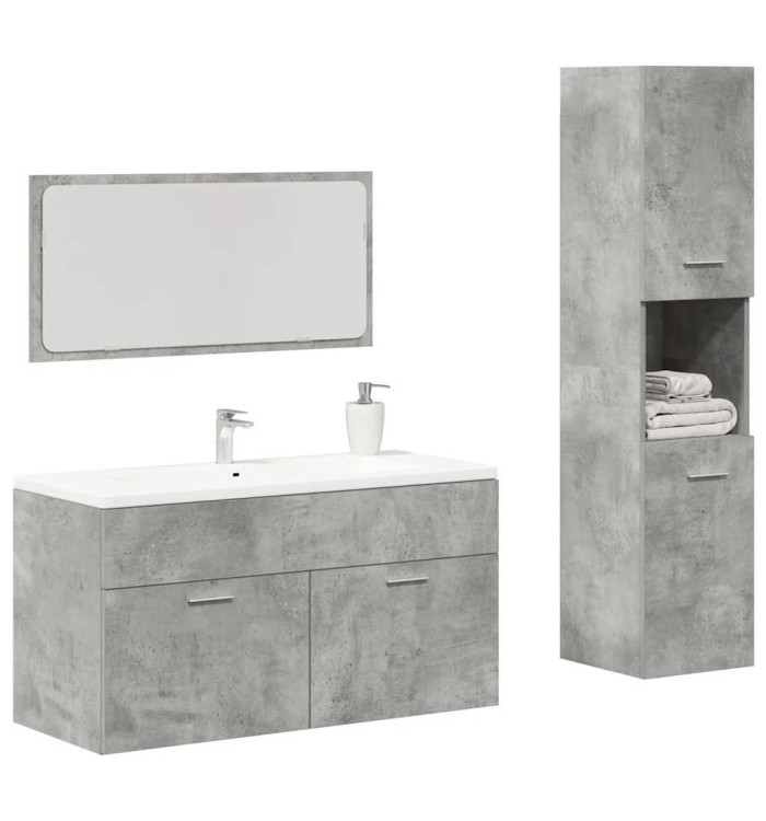 Ensemble de meubles de salle de bain 3 pcs gris béton | Mobilier & Déco