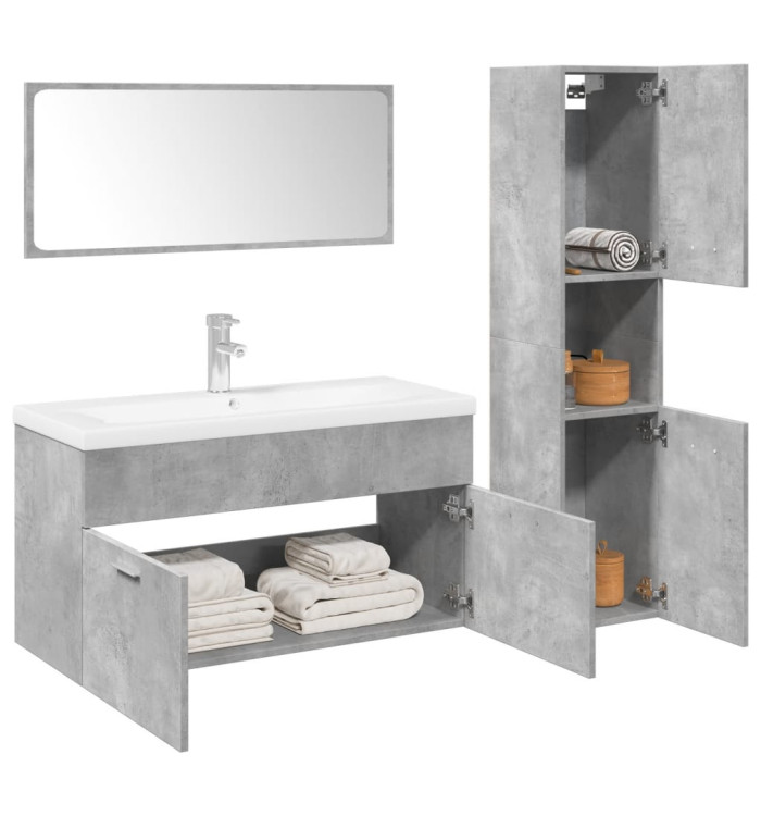 Ensemble de meubles de salle de bain 4 pcs gris béton | Mobilier & Déco