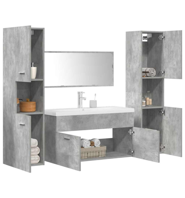Ensemble de meubles de salle de bain 5 pcs gris béton | Mobilier & Déco
