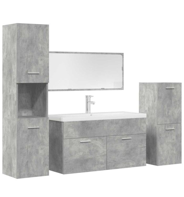 Ensemble de meubles de salle de bain 5 pcs gris béton | Mobilier & Déco