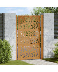 Porte de jardin acier résistant aux intempéries design feuilles | Mobilier & Déco