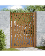 Porte de jardin acier résistant aux intempéries design tracés | Mobilier & Déco