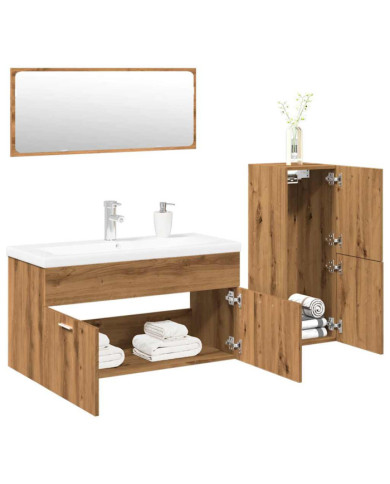 Ensemble de meubles salle de bain 4 pcs bois d'ingénierie | Mobilier & Déco