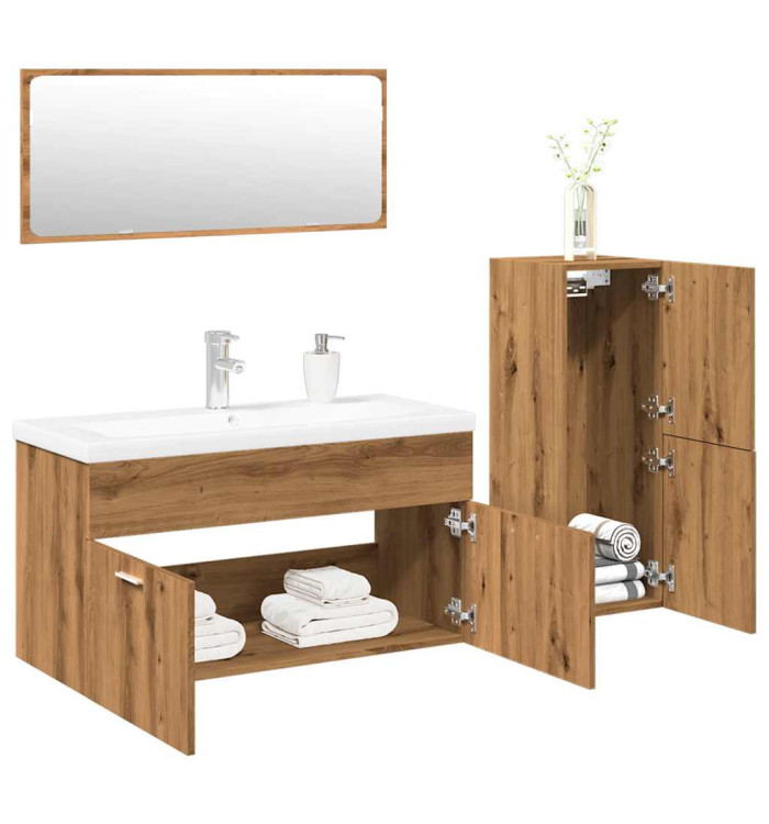 Ensemble de meubles salle de bain 4 pcs bois d'ingénierie | Mobilier & Déco