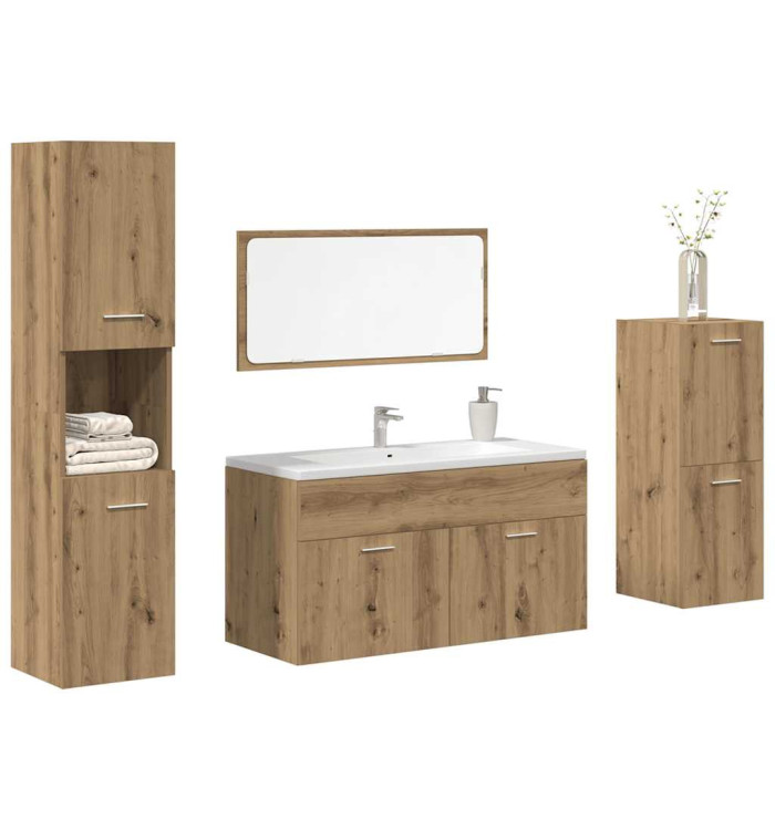 Ensemble de meubles salle de bain 4 pcs bois d'ingénierie | Mobilier & Déco
