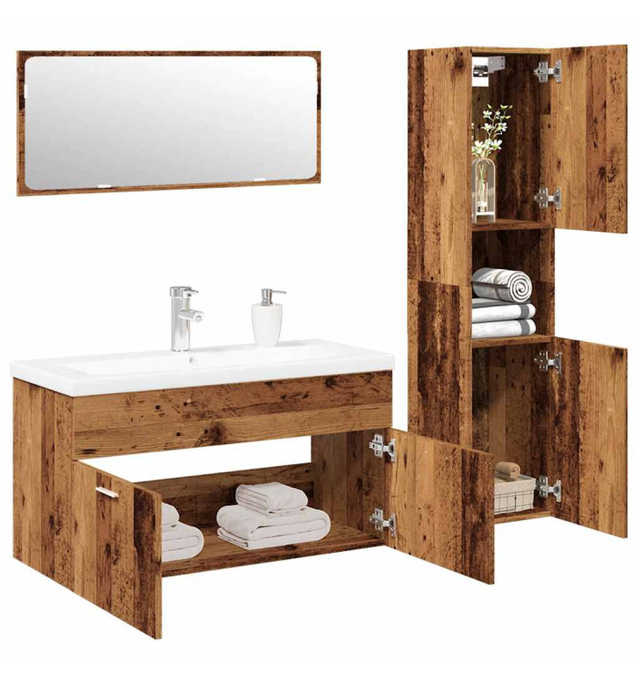 Ensemble de meubles salle de bain 4 pcs bois d'ingénierie | Mobilier & Déco