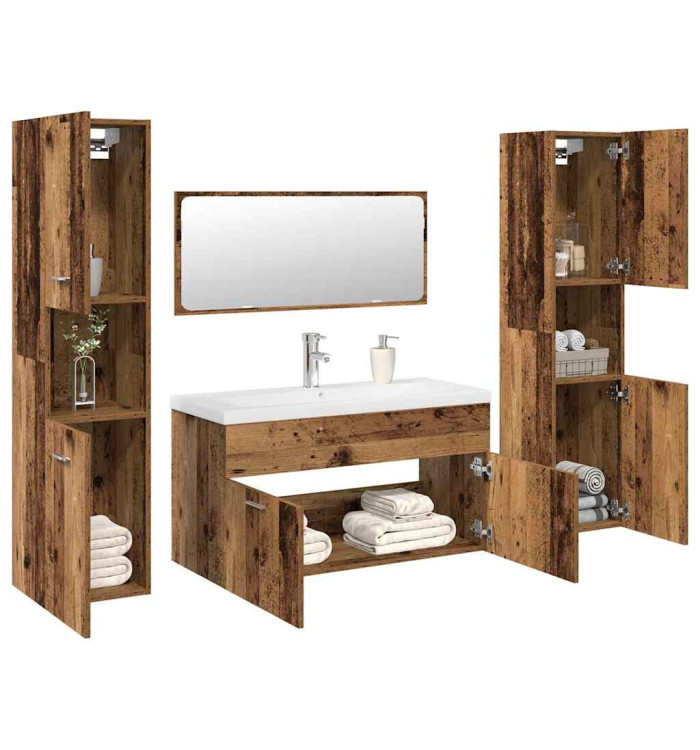 Ensemble de meubles salle de bain 5 pcs bois d'ingénierie | Mobilier & Déco