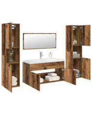 Ensemble de meubles salle de bain 5 pcs bois d'ingénierie | Mobilier & Déco
