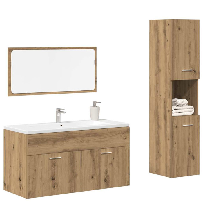 Ensemble de meubles salle de bain 3 pcs bois d'ingénierie | Mobilier & Déco