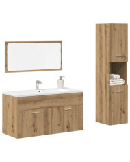 Ensemble de meubles salle de bain 3 pcs bois d'ingénierie | Mobilier & Déco