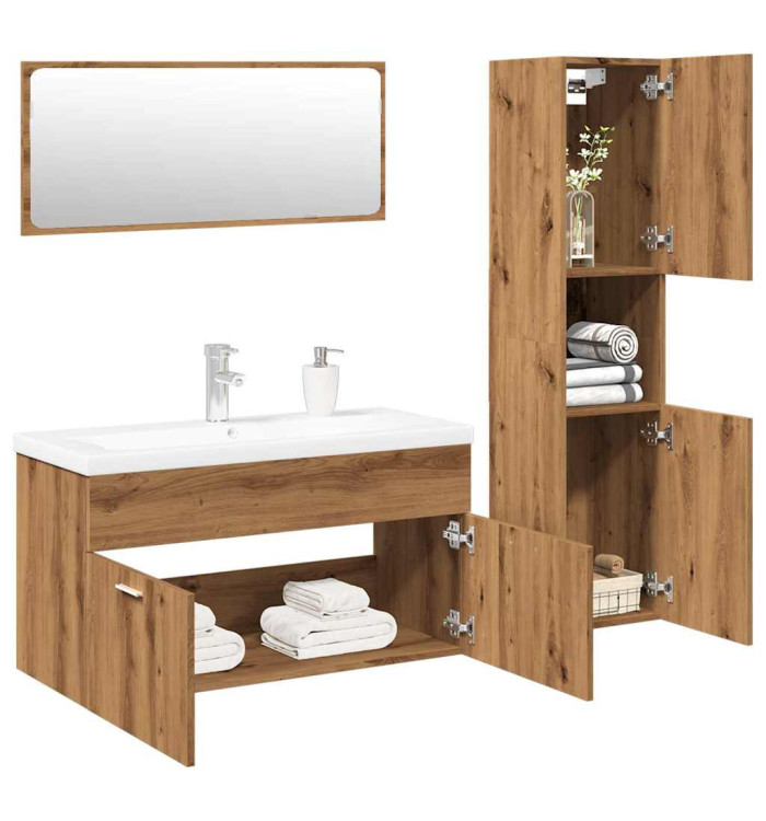 Ensemble de meubles salle de bain 4 pcs bois d'ingénierie | Mobilier & Déco